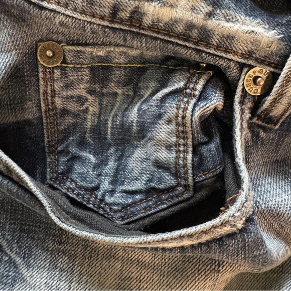 Men’s Guess Premium Denim Washout Distressed Jeans Wide Boot Cut 36x30 - Picture 9 of 13